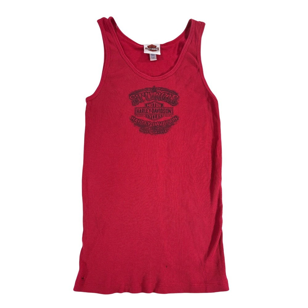 Vintage Harley-Davidson Sturgis Ribbed Tank Top Red RK Stratman Y2K Large